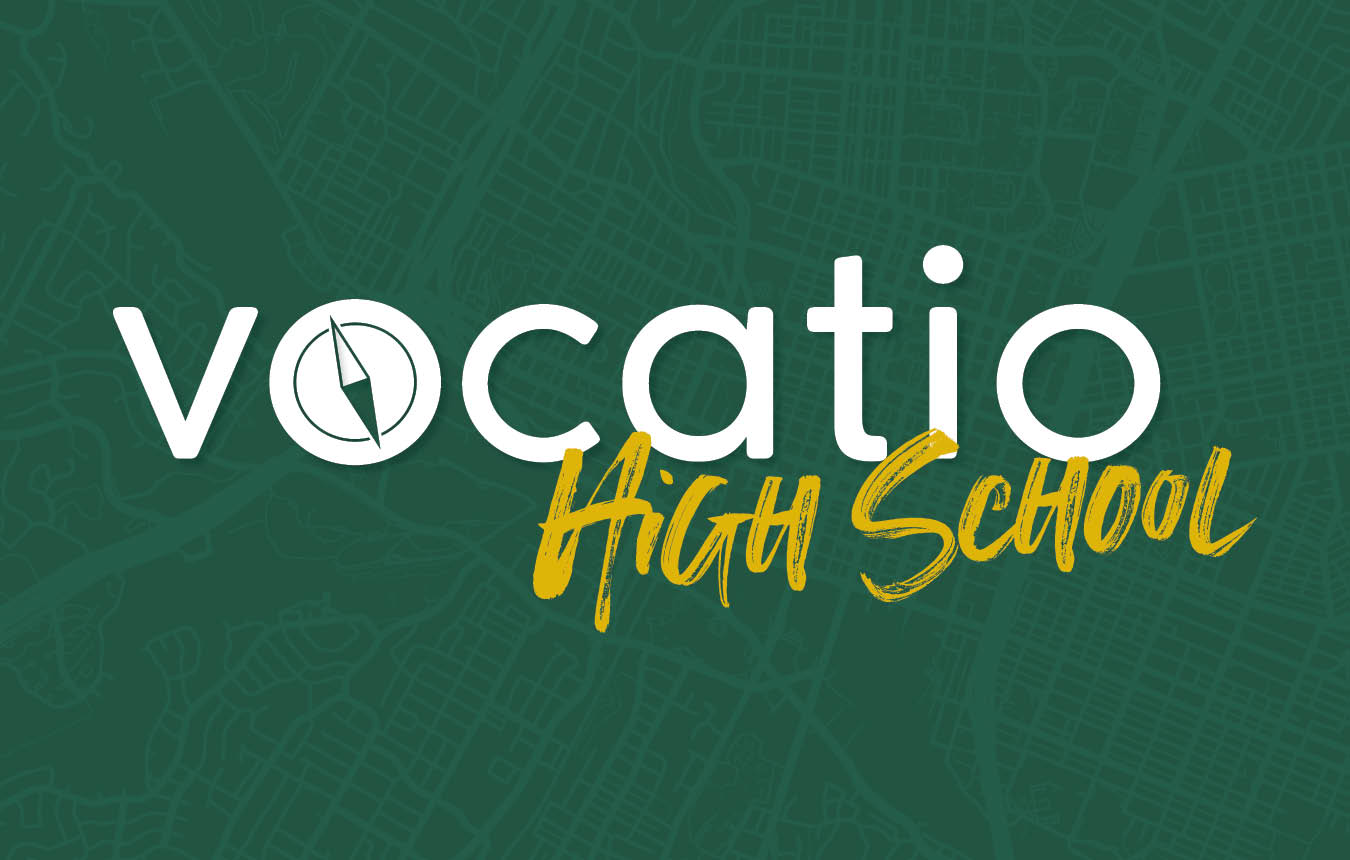 Vocatio: High School logo on green background