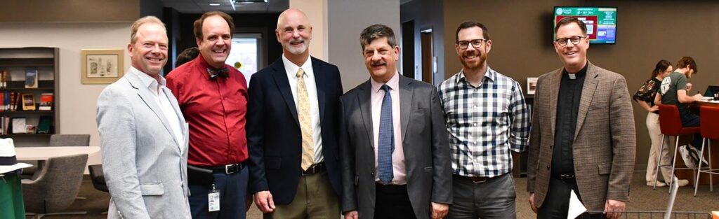 Photo of Dr. Joel Elowsky, Dr. Kent Burreson, Dr. David Peter, Dr. Stephen Pietsch, Dr. Ryan Tinetti and Dr. Thomas J. Egger.